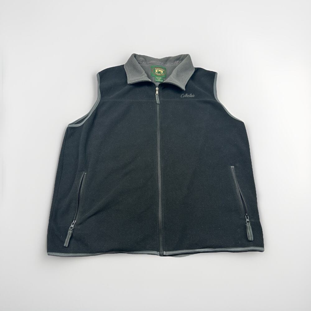 Cabela’s Stillwater Supply Co Fleece Vest Men’s Large Black Full Zip Up L